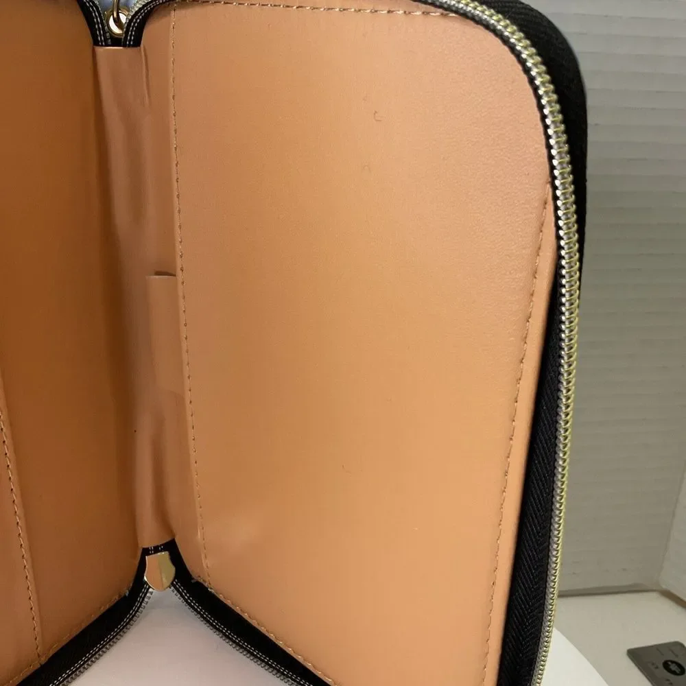Highland Cow PU Leather Zip Around Portfolio Padfolio Organizer Card Slots 8 X 4